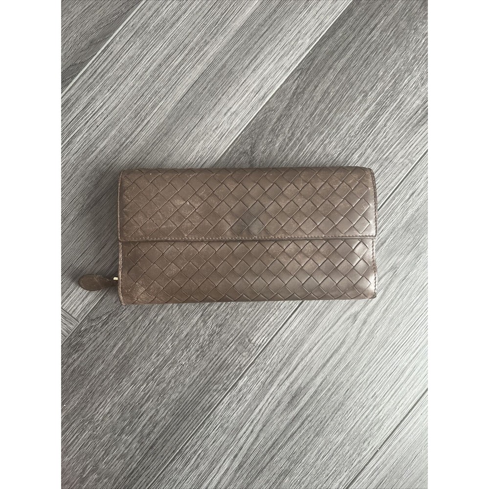 AUTH Rare Bottega Veneta Leather long Wallet With Zip and Slot combo
